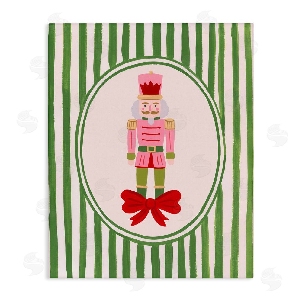 Courtney Haley Nutcracker with Ribbon Stripes Canvas Wall Art Print