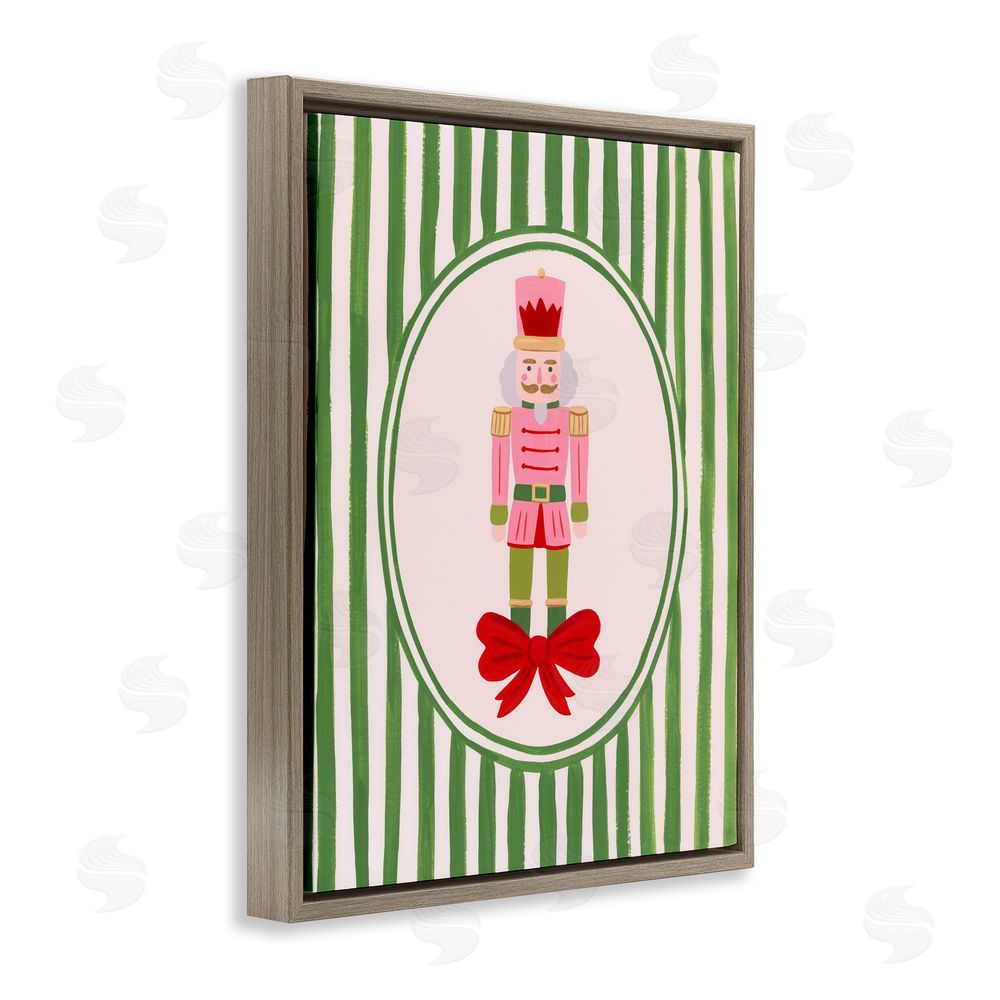 Courtney Haley Nutcracker with Ribbon Stripes Brown Floating Frame Canvas Art Print