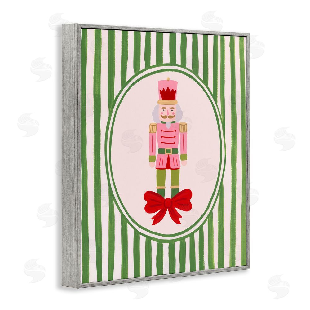 Courtney Haley Nutcracker with Ribbon Stripes Gray Framed Giclee Art Print