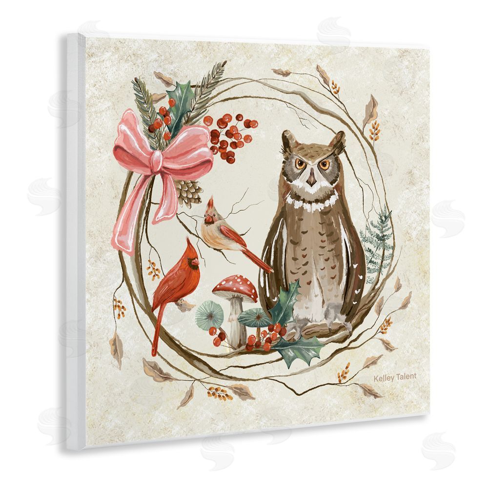 Kelley Talent Woodland Owl Rustic Wreath Wall Plaque Art Print