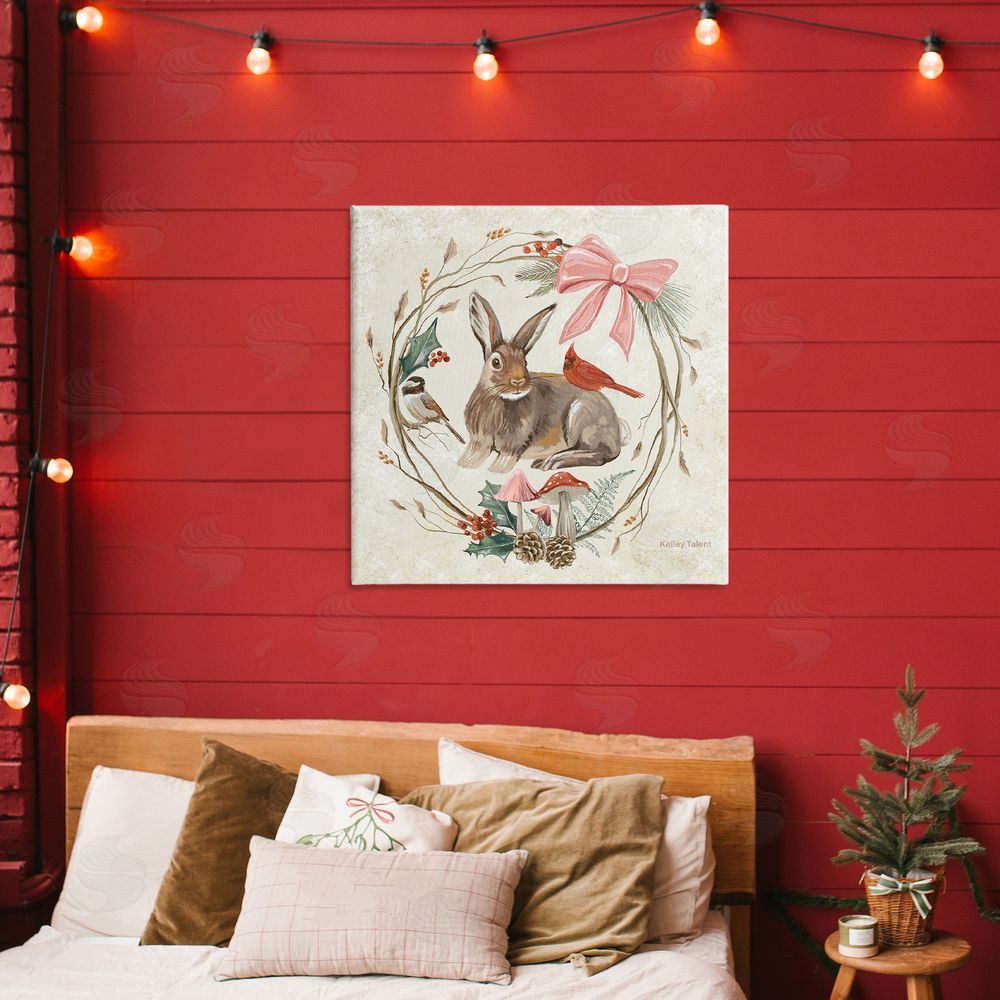 Kelley Talent Woodland Rabbit Rustic Wreath Printed Wall Art in Room
