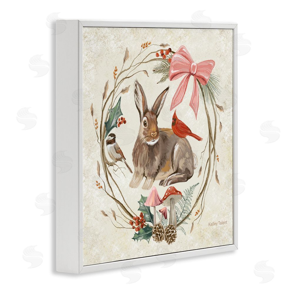 Kelley Talent Woodland Rabbit Rustic Wreath White Frame Giclee Art Print