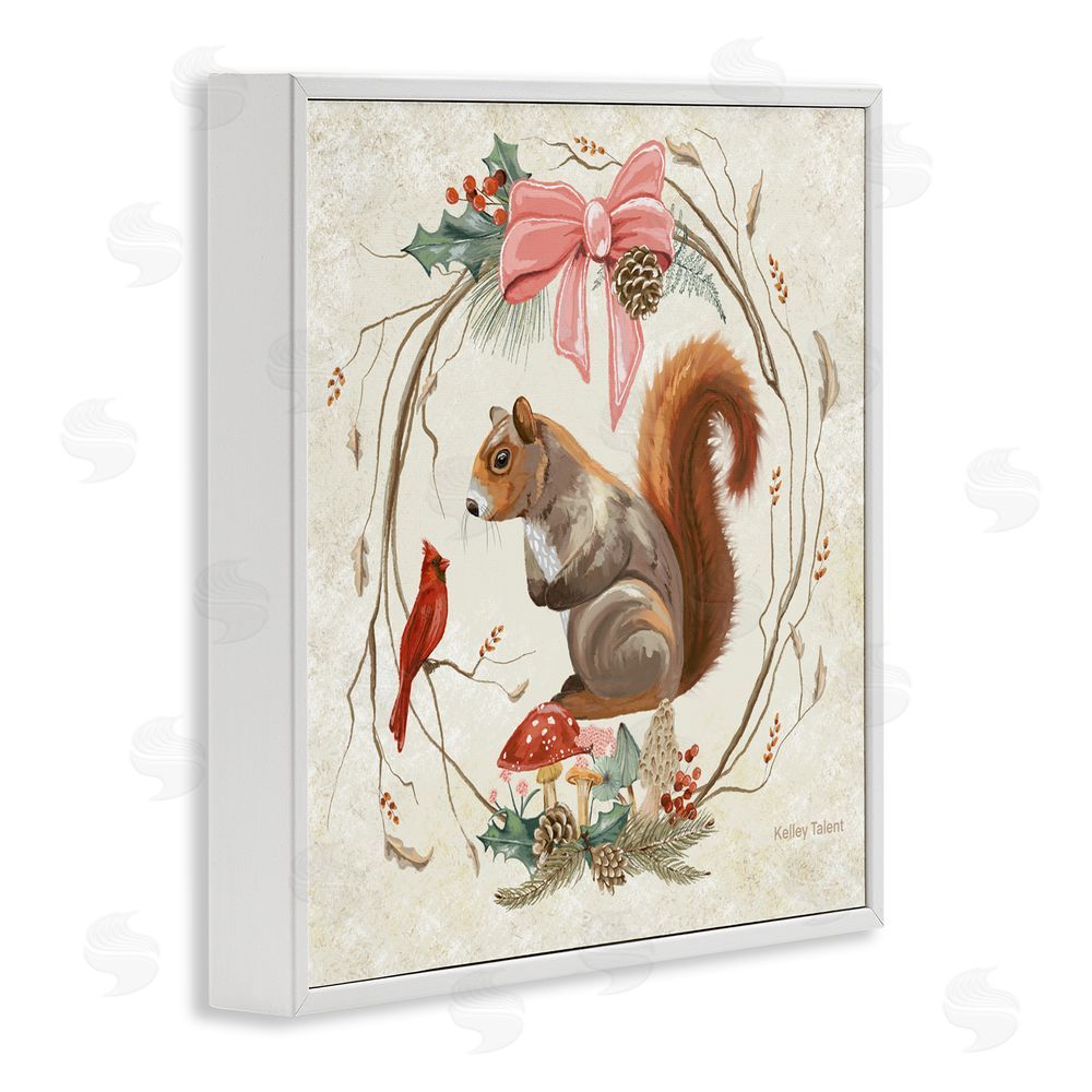 Kelley Talent Woodland Squirrel Rustic Wreath White Frame Giclee Art Print