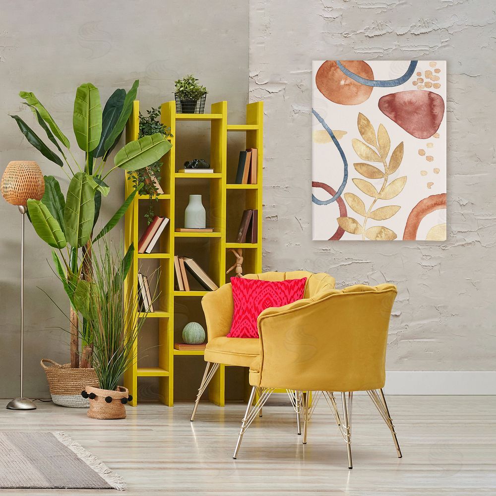 Camila Juncos Organic Earth Tones & Leaf Printed Wall Art in Room