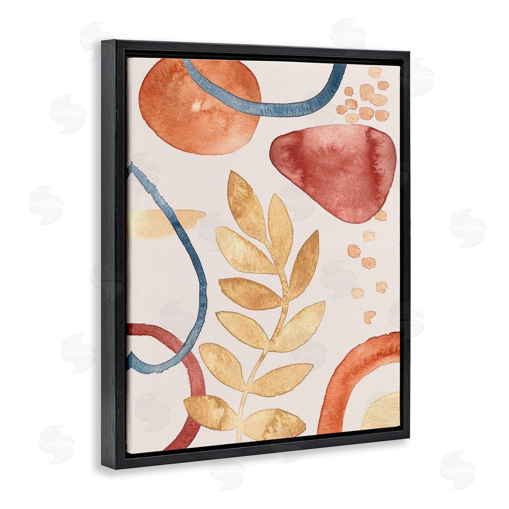 Camila Juncos Organic Earth Tones & Leaf Black Floating Frame Canvas Wall Art Print
