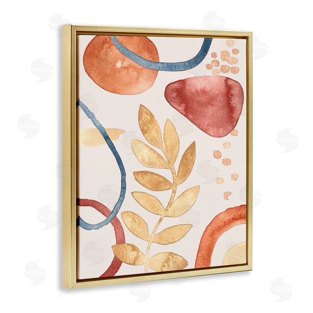 Camila Juncos Organic Earth Tones & Leaf Gold Floating Frame Canvas Art Print