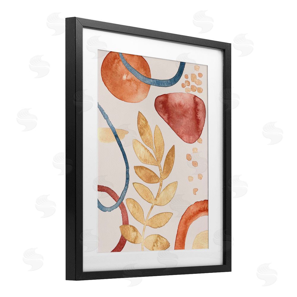 Camila Juncos Organic Earth Tones & Leaf Black Framed Print Under Glass Art