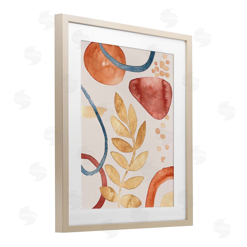 Camila Juncos Organic Earth Tones & Leaf Birch Framed Print Under Glass Art
