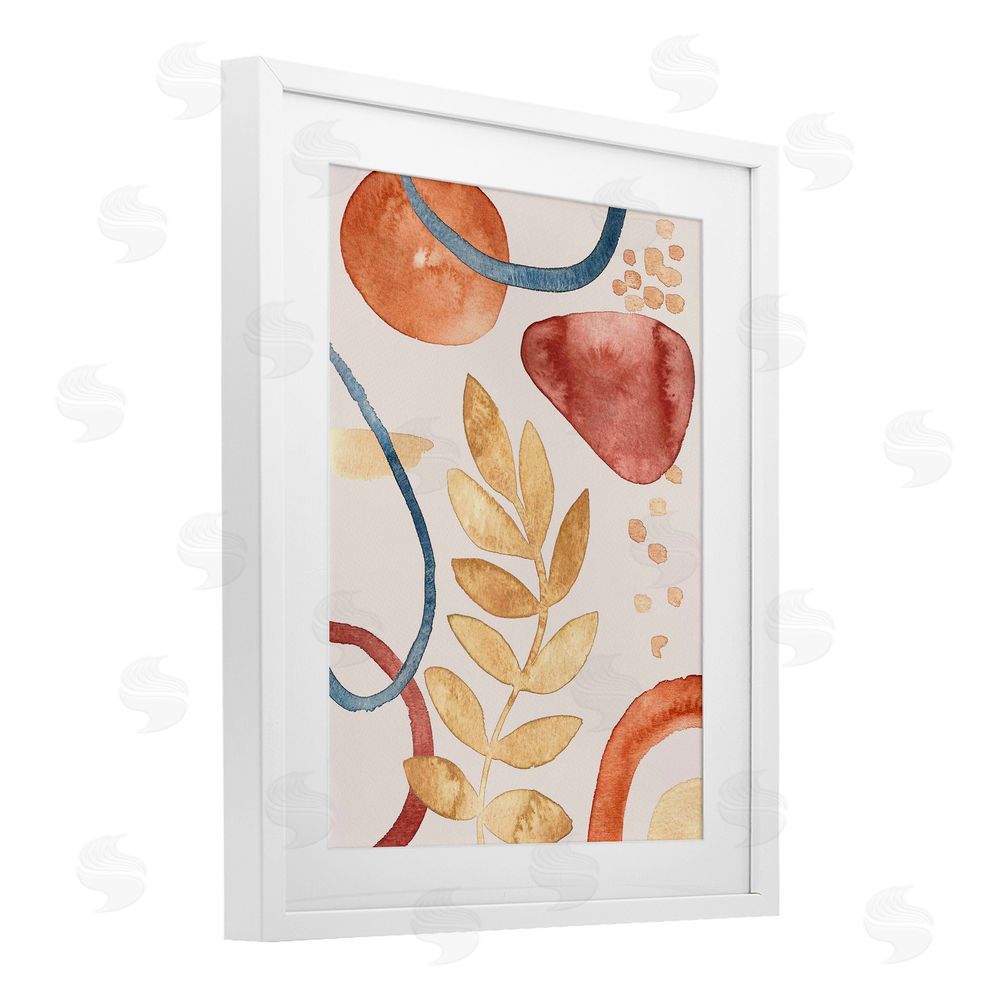Camila Juncos Organic Earth Tones & Leaf White Framed Print Under Glass Art