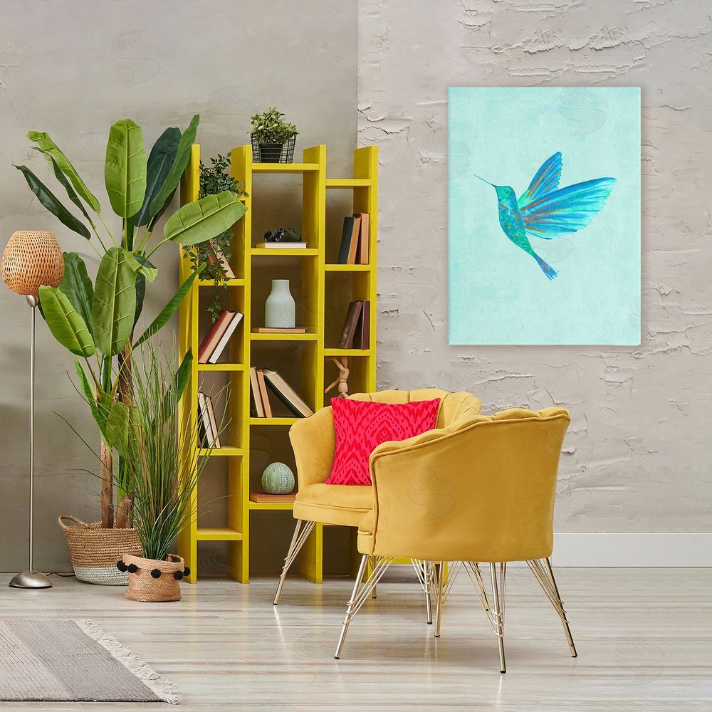 Camila Juncos Blue Hummingbird Simplicity Printed Wall Art in Room