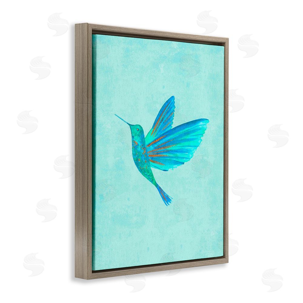 Camila Juncos Blue Hummingbird Simplicity Brown Floating Frame Canvas Art Print