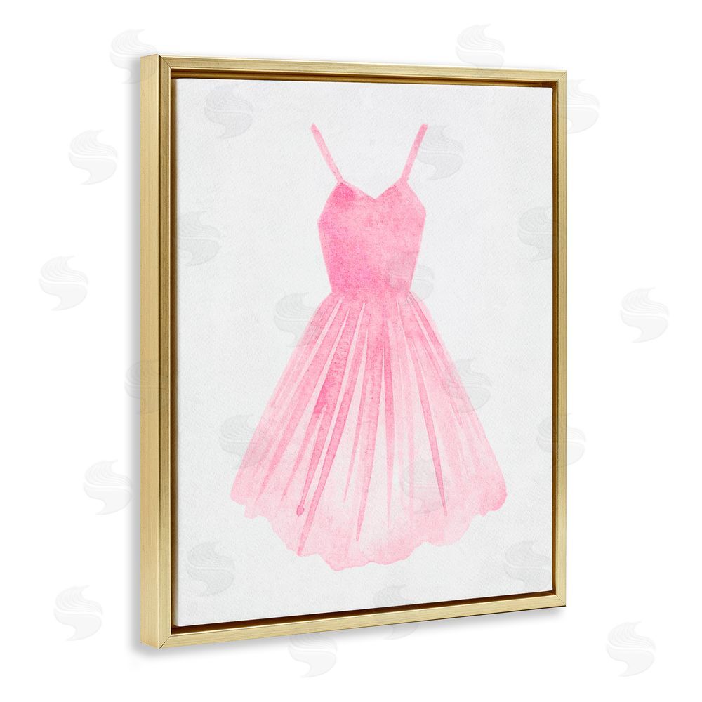 Camila Juncos Pink Ballerina Dress Gold Floating Frame Canvas Art Print