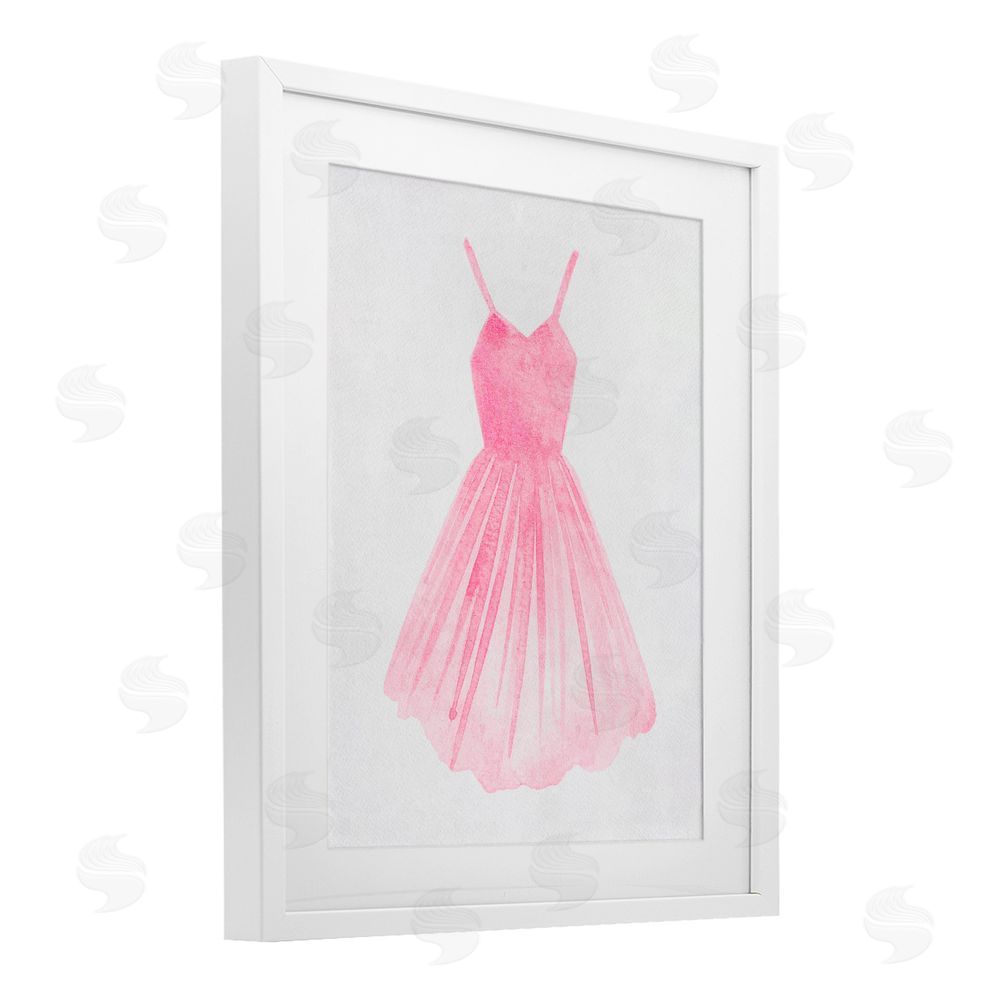 Camila Juncos Pink Ballerina Dress White Framed Print Under Glass Art