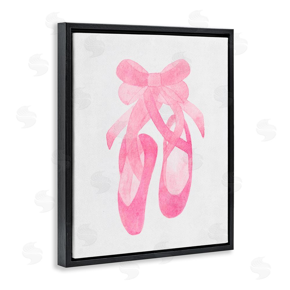 Camila Juncos Ballerina Shoes Watercolor Black Floating Frame Canvas Wall Art Print