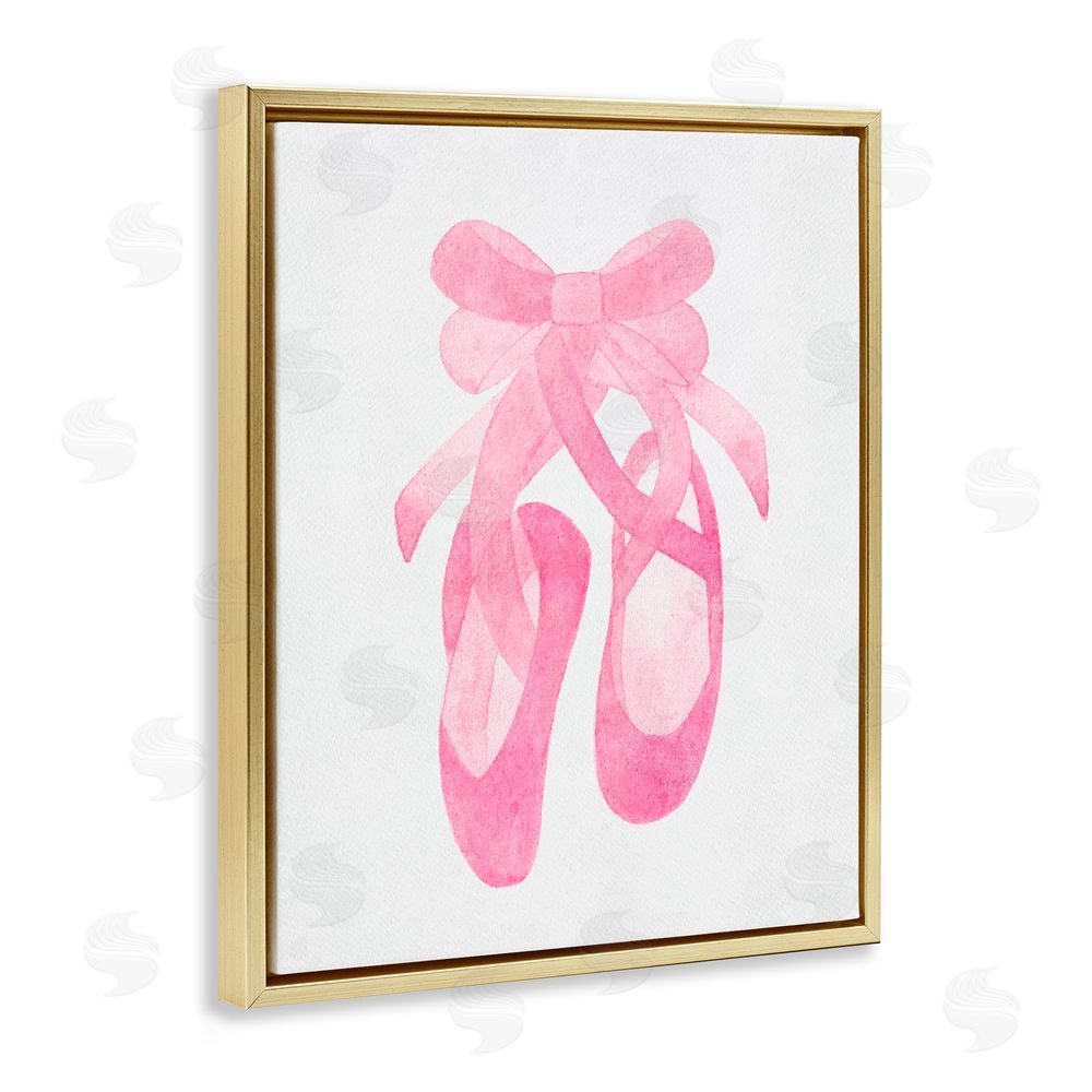Camila Juncos Ballerina Shoes Watercolor Gold Floating Frame Canvas Art Print