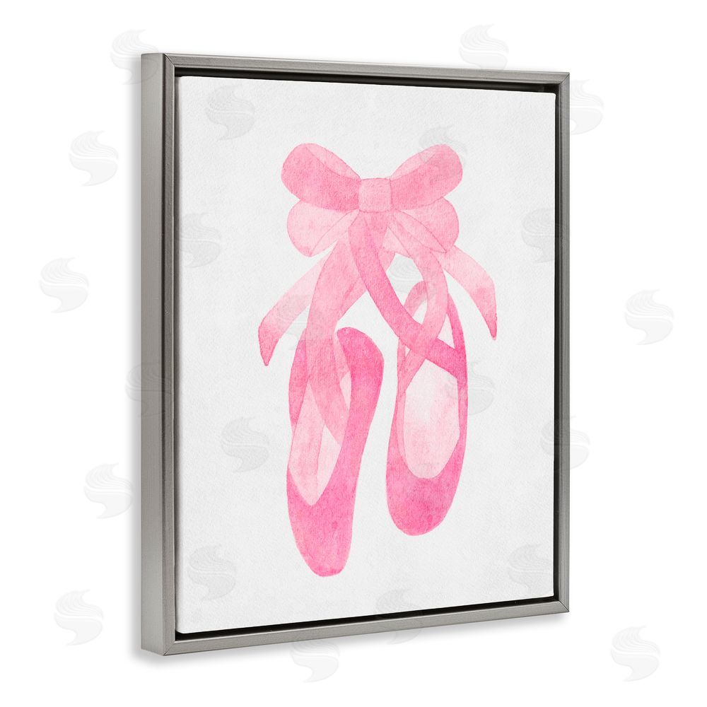 Camila Juncos Ballerina Shoes Watercolor Gray Floating Frame Canvas Art Print