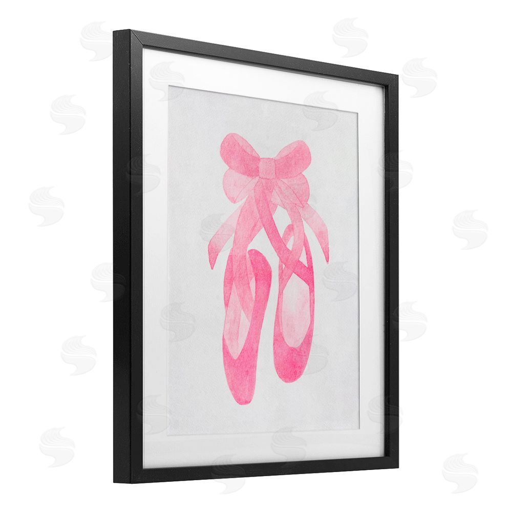 Camila Juncos Ballerina Shoes Watercolor Black Framed Print Under Glass Art