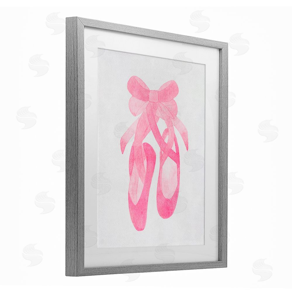 Camila Juncos Ballerina Shoes Watercolor Gray Framed Print Under Glass Art