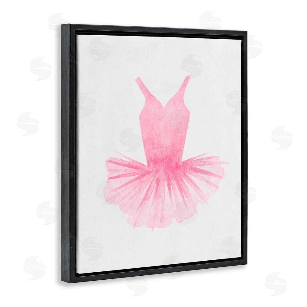 Camila Juncos Pink Ballerina Tutu Watercolor Black Floating Frame Canvas Wall Art Print