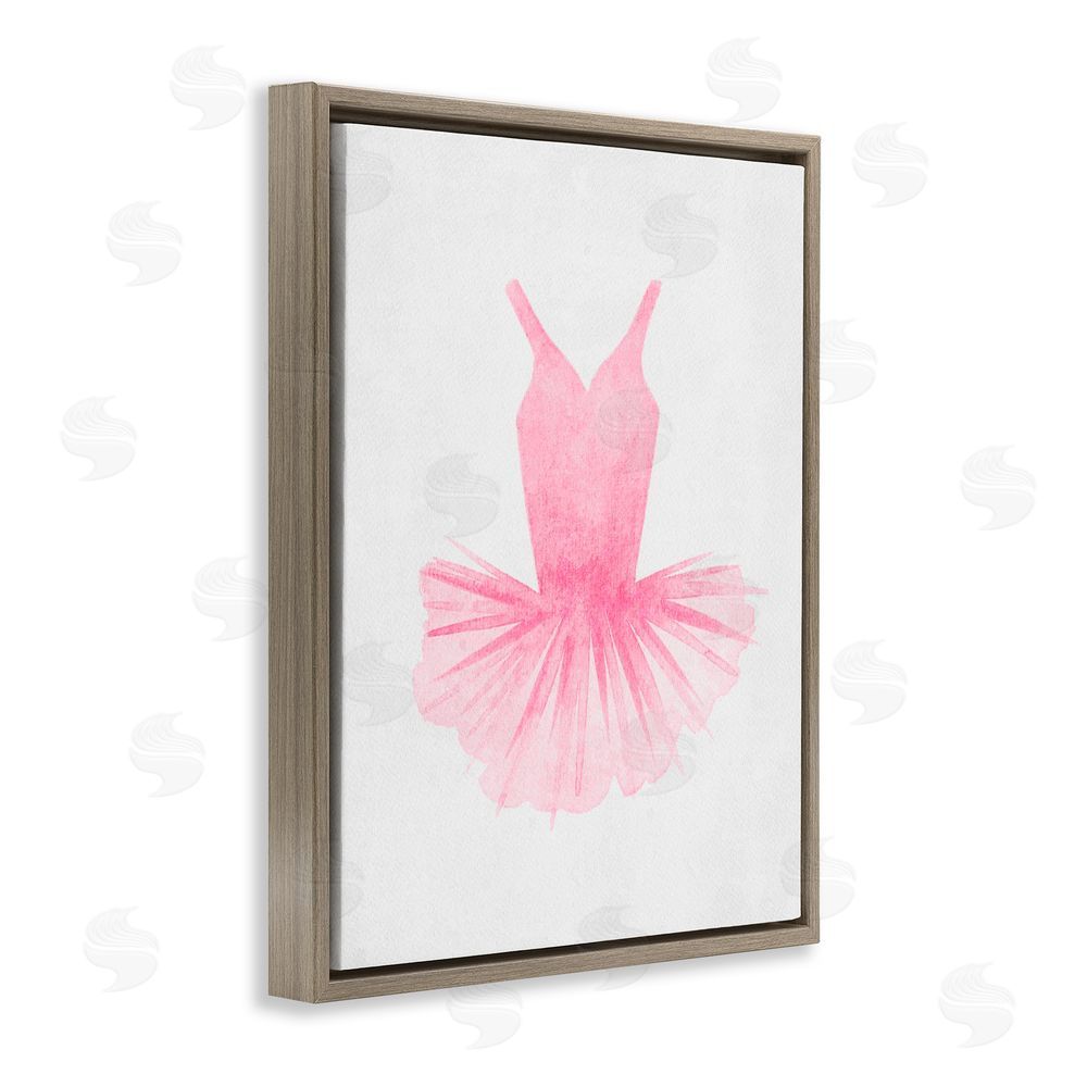 Camila Juncos Pink Ballerina Tutu Watercolor Brown Floating Frame Canvas Art Print