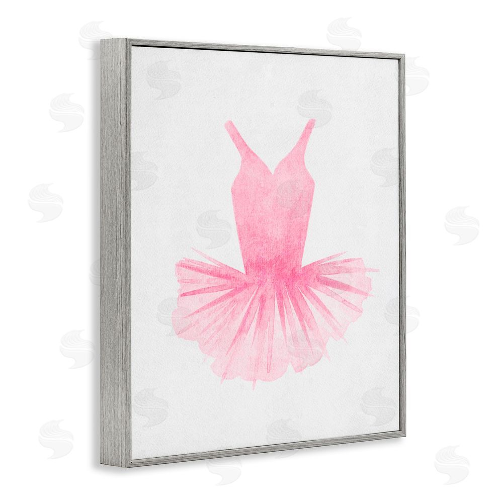 Camila Juncos Pink Ballerina Tutu Watercolor Gray Framed Giclee Art Print