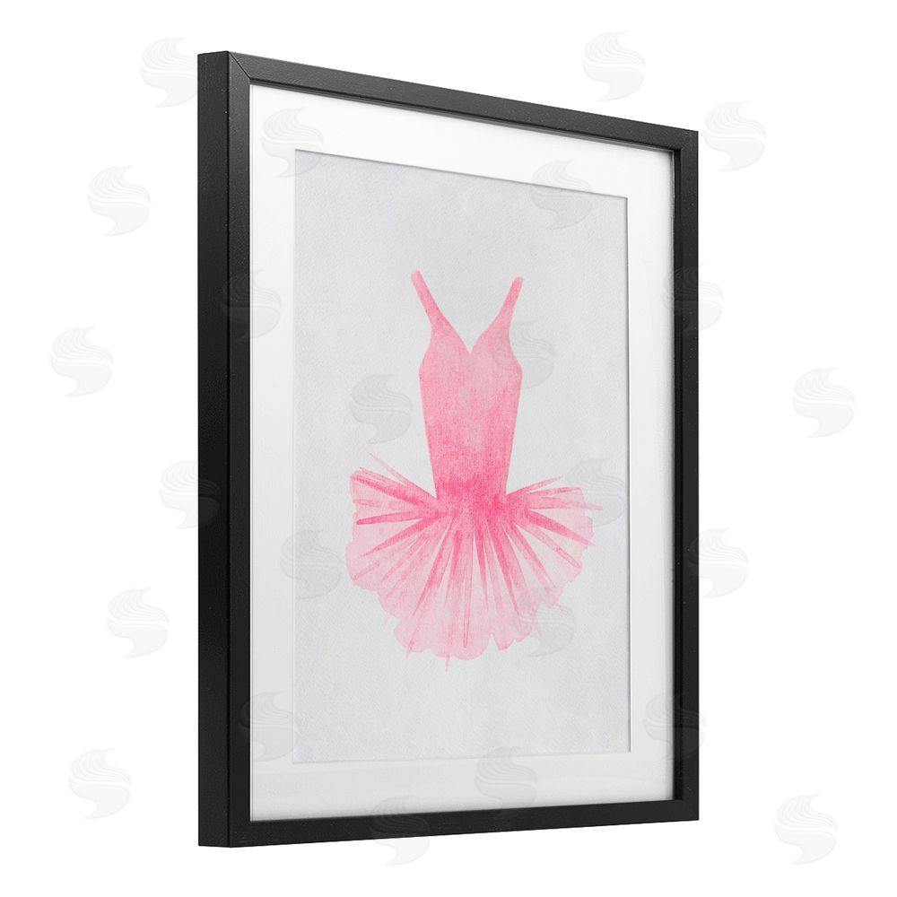 Camila Juncos Pink Ballerina Tutu Watercolor Black Framed Print Under Glass Art