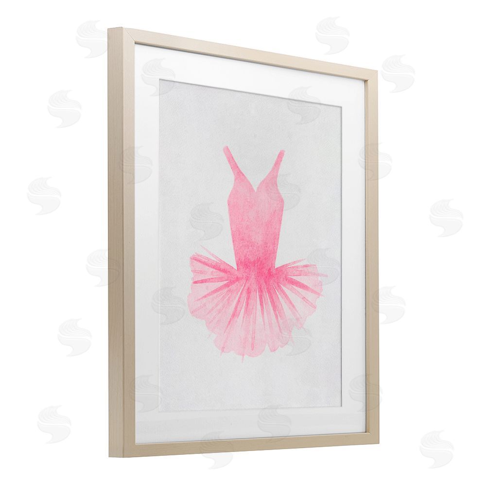 Camila Juncos Pink Ballerina Tutu Watercolor Birch Framed Print Under Glass Art