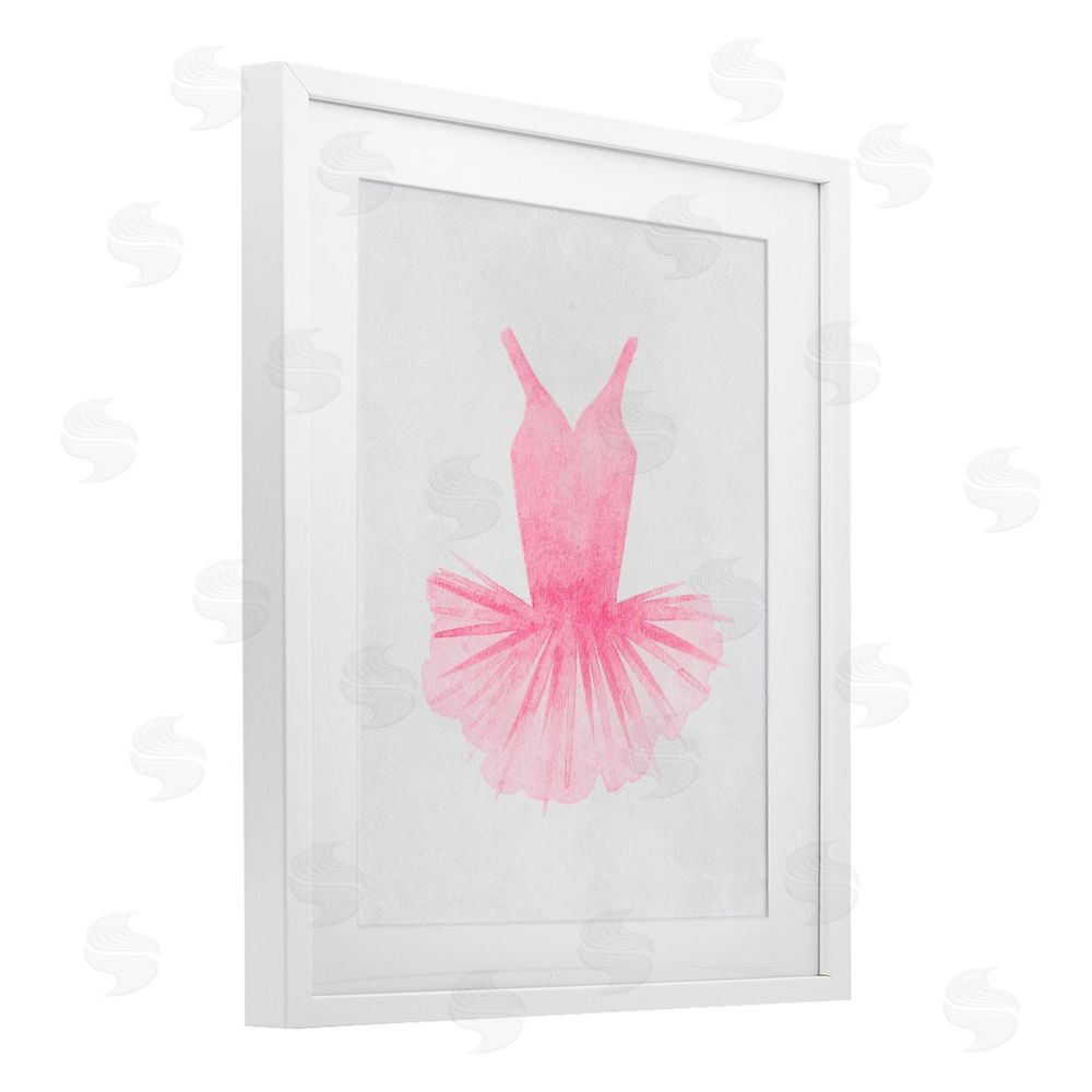 Camila Juncos Pink Ballerina Tutu Watercolor White Framed Print Under Glass Art