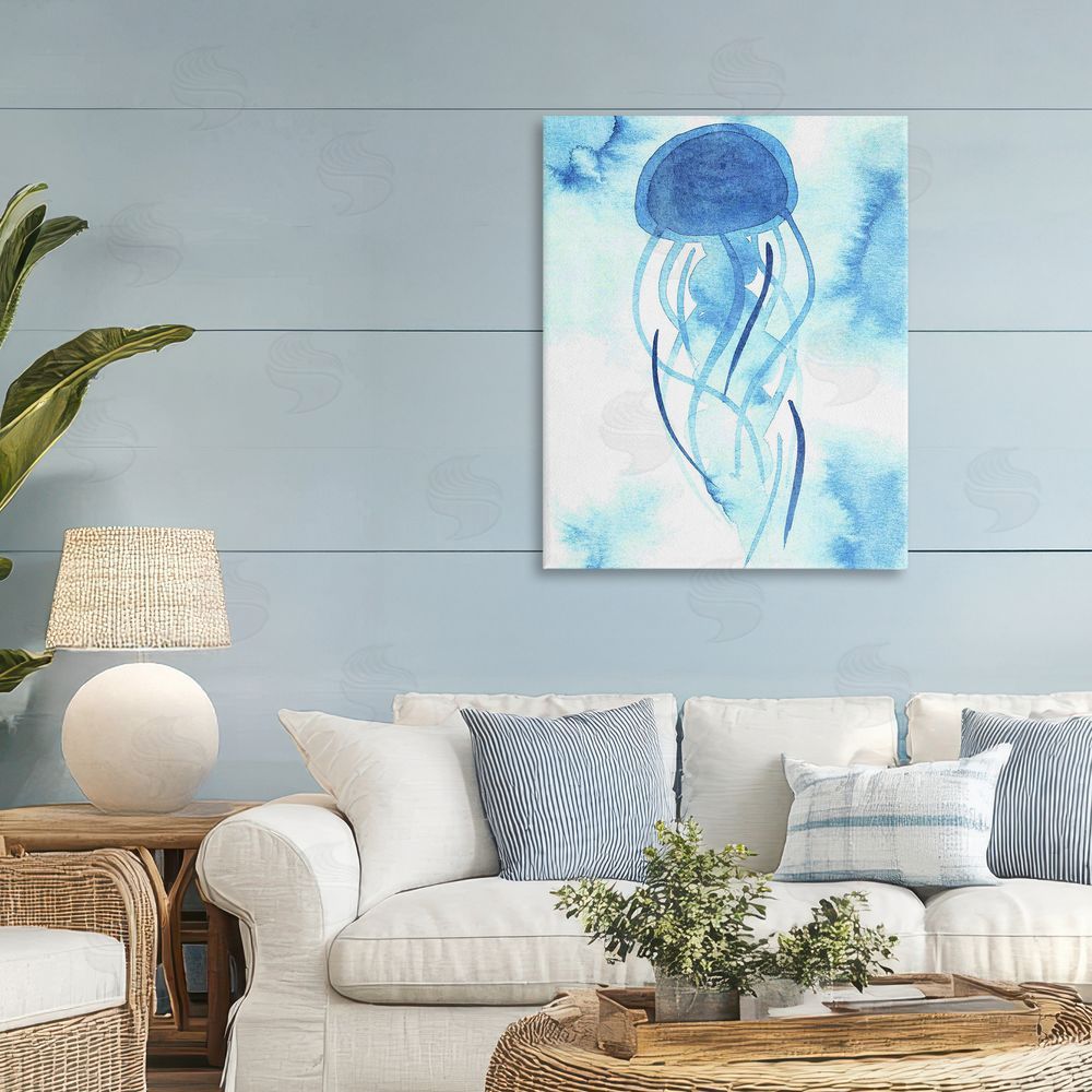 Camila Juncos Blue Jellyfish Expression Printed Wall Art in Room