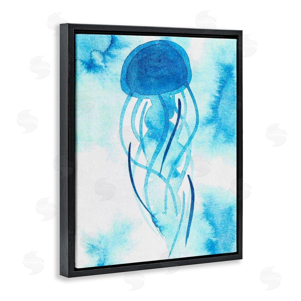 Camila Juncos Blue Jellyfish Expression Black Floating Frame Canvas Wall Art Print