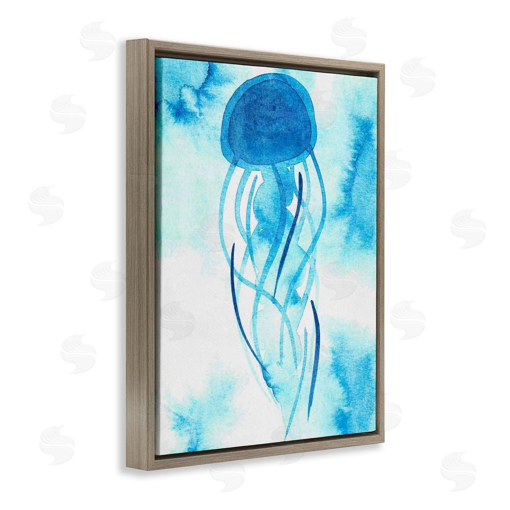 Camila Juncos Blue Jellyfish Expression Brown Floating Frame Canvas Art Print