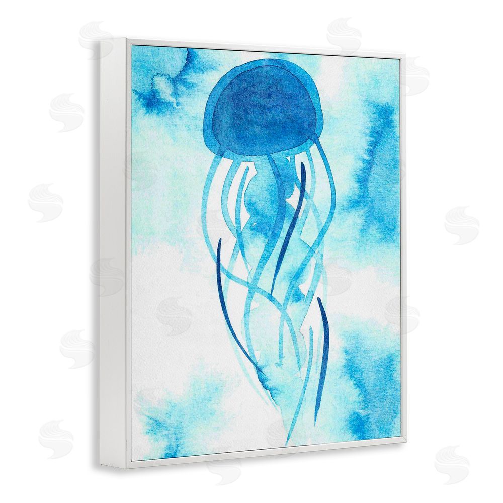Camila Juncos Blue Jellyfish Expression White Frame Giclee Art Print