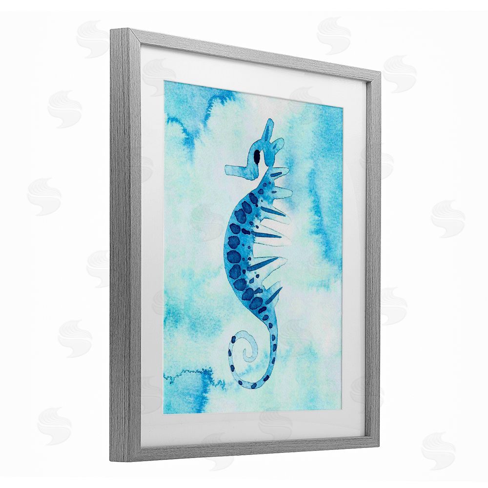 Camila Juncos Seahorse Watercolor Expression Gray Framed Print Under Glass Art