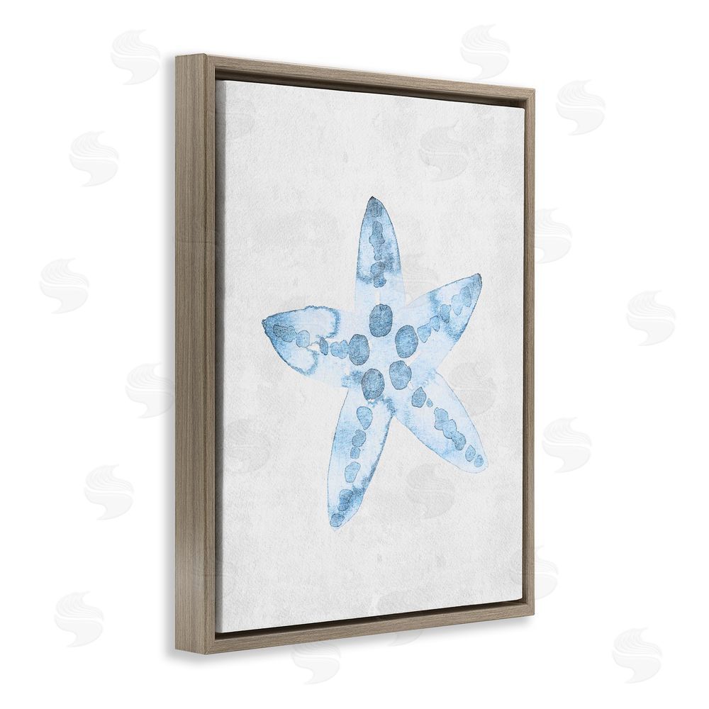Camila Juncos Soft Watercolor Blue Starfish Brown Floating Frame Canvas Art Print