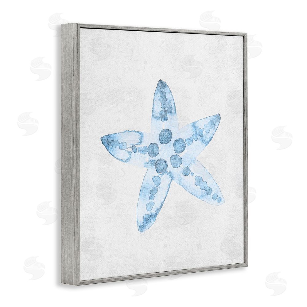 Camila Juncos Soft Watercolor Blue Starfish Gray Framed Giclee Art Print