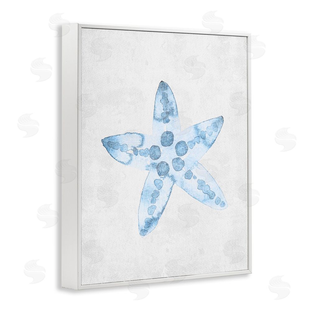 Camila Juncos Soft Watercolor Blue Starfish White Frame Giclee Art Print