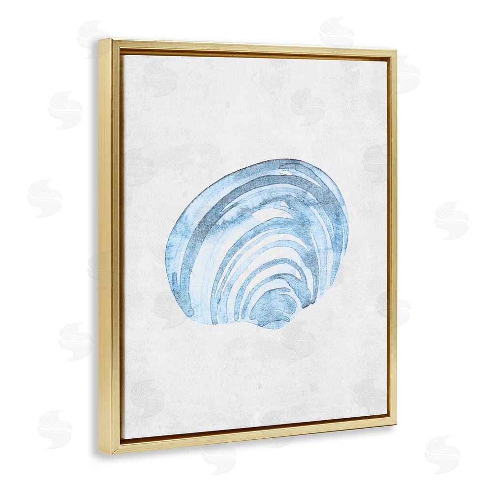 Camila Juncos Sea Snail Subtle Blue Gold Floating Frame Canvas Art Print