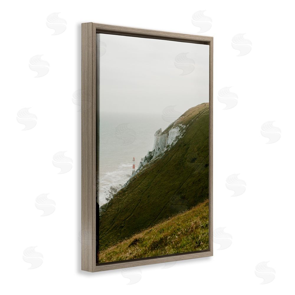 Jade Sharp Photo Hillside Beachy Head Lighthouse Brown Floating Frame Canvas Art Print