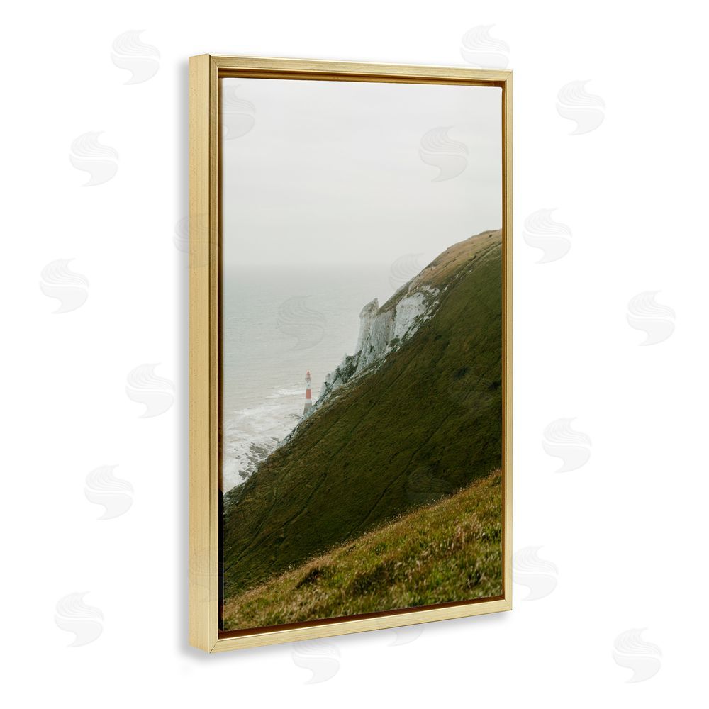 Jade Sharp Photo Hillside Beachy Head Lighthouse Gold Floating Frame Canvas Art Print