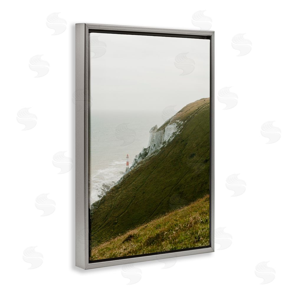 Jade Sharp Photo Hillside Beachy Head Lighthouse Gray Floating Frame Canvas Art Print