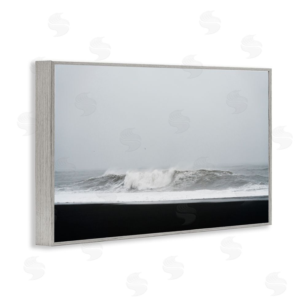 Jade Sharp Photo Black Sand Beach Waves Gray Framed Giclee Art Print