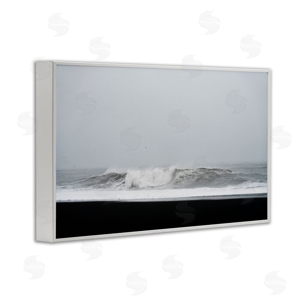 Jade Sharp Photo Black Sand Beach Waves White Frame Giclee Art Print