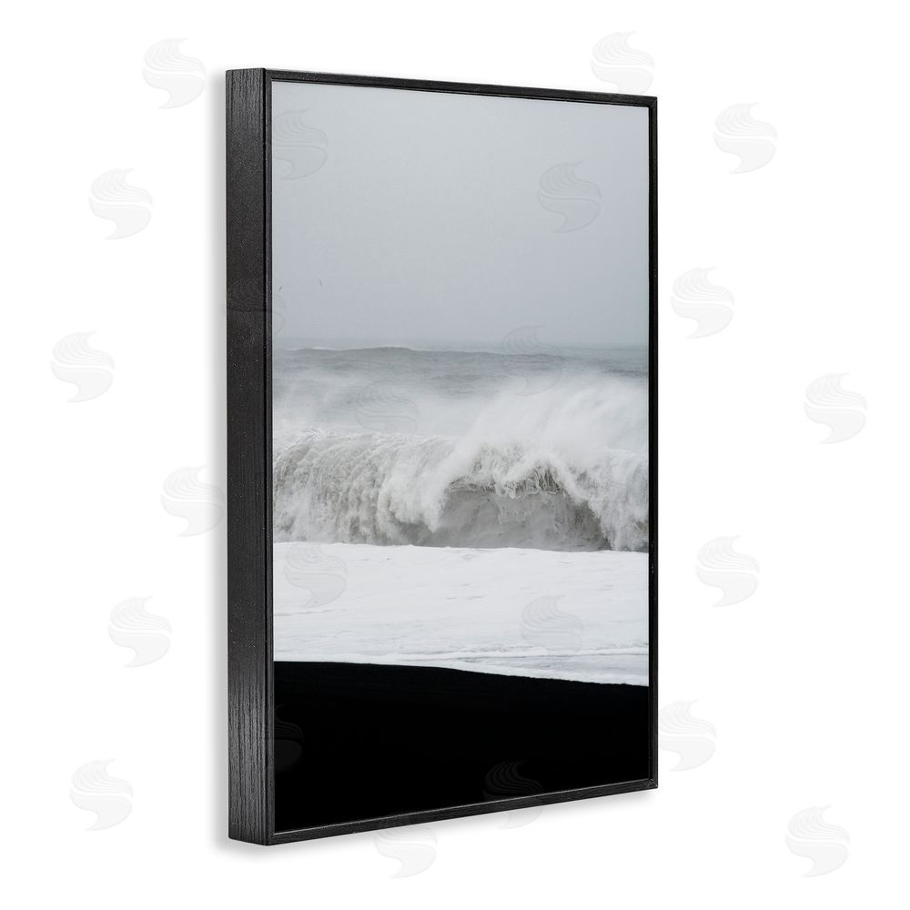 Jade Sharp Photo Beach Foam Crashing Black Framed Giclee Art Print