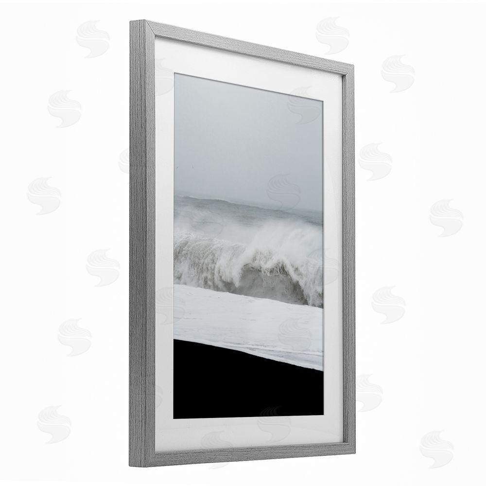 Jade Sharp Photo Beach Foam Crashing Gray Framed Print Under Glass Art