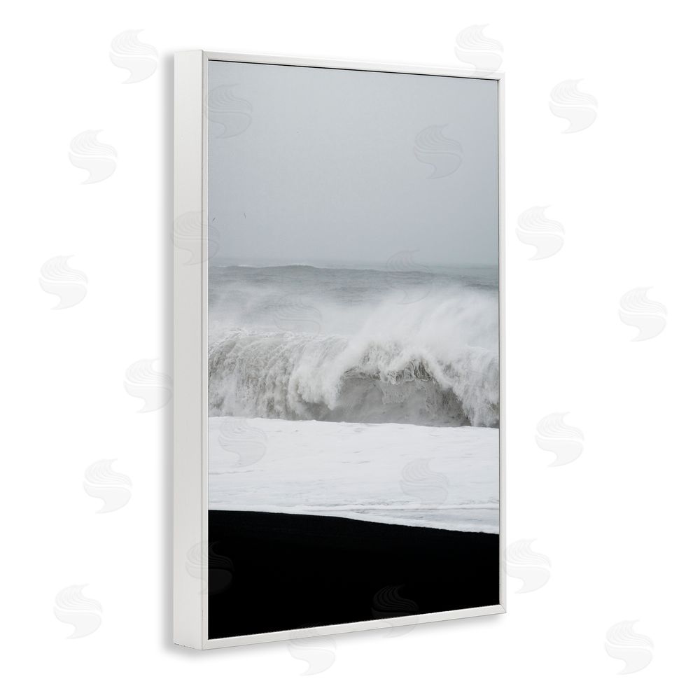 Jade Sharp Photo Beach Foam Crashing White Frame Giclee Art Print