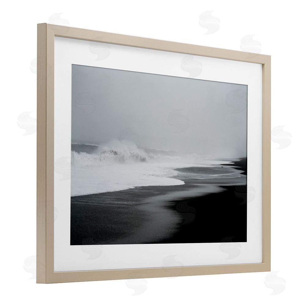 Jade Sharp Photo Cresting Waves Black Sand Coast Birch Framed Print Under Glass Art