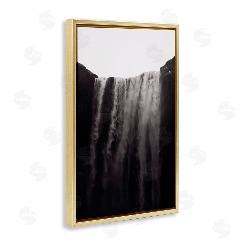 Jade Sharp Photo Skogafoss Icelandic Waterfall Gold Floating Frame Canvas Art Print