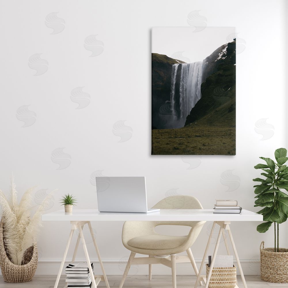 Jade Sharp Photo Crashing Icelandic Waterfall Printed Wall Art in Room