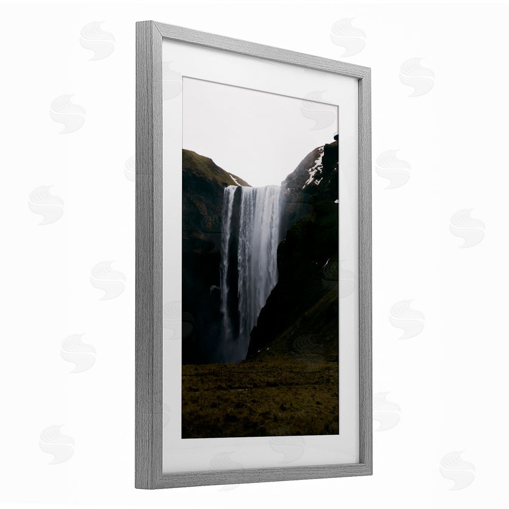 Jade Sharp Photo Crashing Icelandic Waterfall Gray Framed Print Under Glass Art