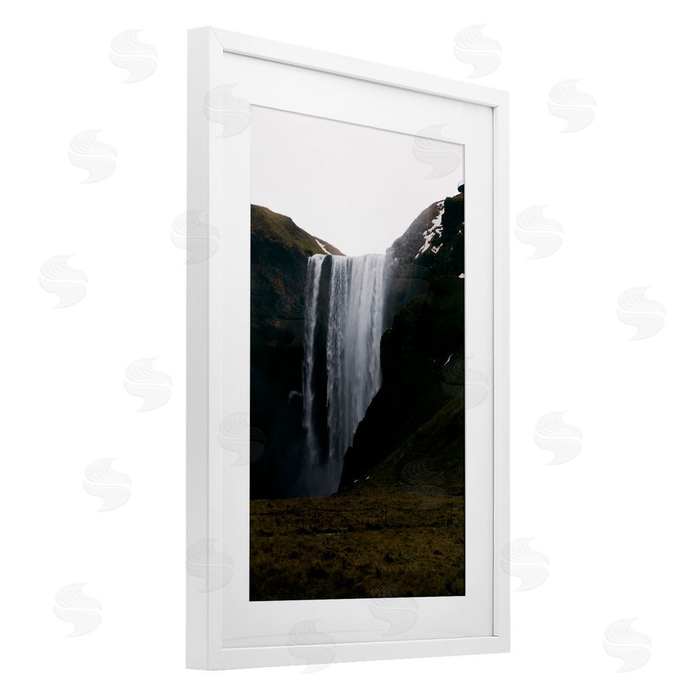 Jade Sharp Photo Crashing Icelandic Waterfall White Framed Print Under Glass Art